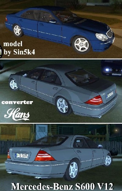 Mercedes Benz S600 V12 (GTA SA Version)